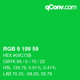 Color code: RGB 9 199 59 | qconv.com