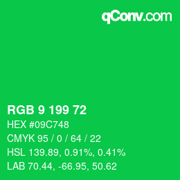 Color code: RGB 9 199 72 | qconv.com