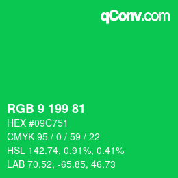 Color code: RGB 9 199 81 | qconv.com