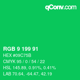 Color code: RGB 9 199 91 | qconv.com