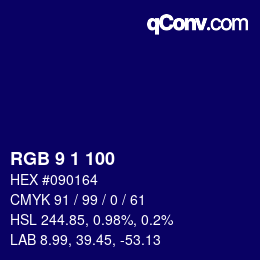 カラーコード: RGB 9 1 100 | qconv.com
