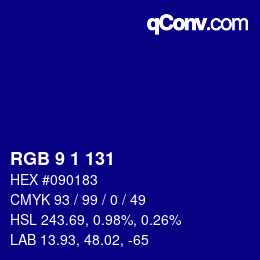 Color code: RGB 9 1 131 | qconv.com