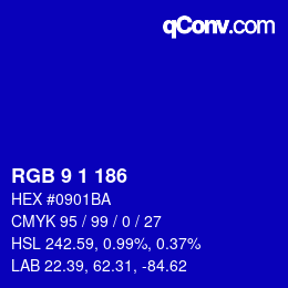 Color code: RGB 9 1 186 | qconv.com