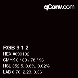 カラーコード: RGB 9 1 2 | qconv.com