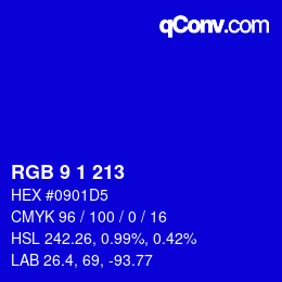 カラーコード: RGB 9 1 213 | qconv.com