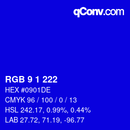 Color code: RGB 9 1 222 | qconv.com