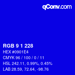 Color code: RGB 9 1 228 | qconv.com