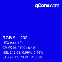 Color code: RGB 9 1 232 | qconv.com