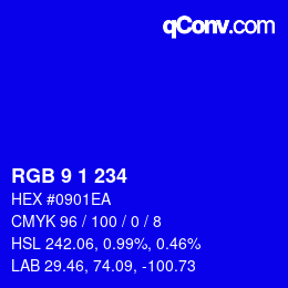 Color code: RGB 9 1 234 | qconv.com