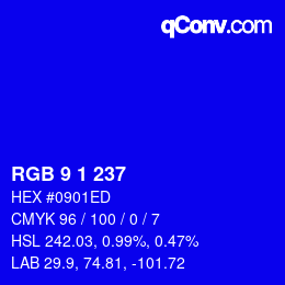 Color code: RGB 9 1 237 | qconv.com