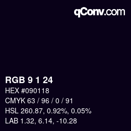 Color code: RGB 9 1 24 | qconv.com