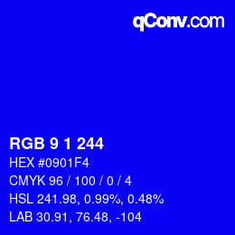 Color code: RGB 9 1 244 | qconv.com