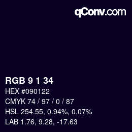 Color code: RGB 9 1 34 | qconv.com