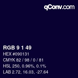 Color code: RGB 9 1 49 | qconv.com