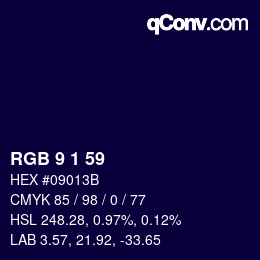 Código de color: RGB 9 1 59 | qconv.com