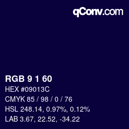 Color code: RGB 9 1 60 | qconv.com
