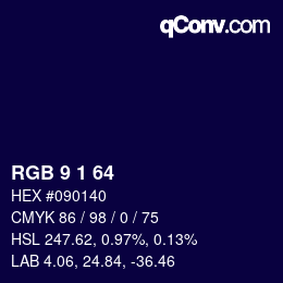 Color code: RGB 9 1 64 | qconv.com