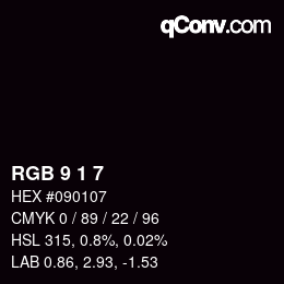 Color code: RGB 9 1 7 | qconv.com