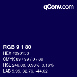 Color code: RGB 9 1 80 | qconv.com