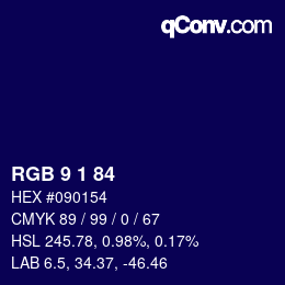 Color code: RGB 9 1 84 | qconv.com