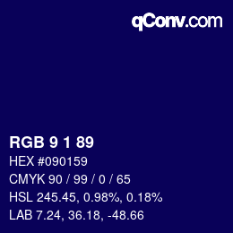 Color code: RGB 9 1 89 | qconv.com
