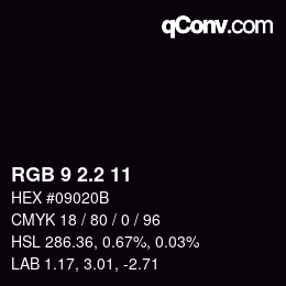 カラーコード: RGB 9 2.2 11 | qconv.com