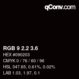 カラーコード: RGB 9 2.2 3.6 | qconv.com