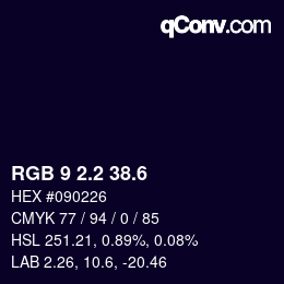 カラーコード: RGB 9 2.2 38.6 | qconv.com