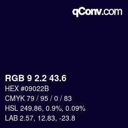 カラーコード: RGB 9 2.2 43.6 | qconv.com