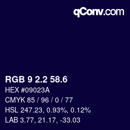カラーコード: RGB 9 2.2 58.6 | qconv.com
