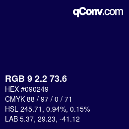 カラーコード: RGB 9 2.2 73.6 | qconv.com