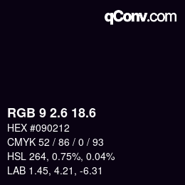 カラーコード: RGB 9 2.6 18.6 | qconv.com