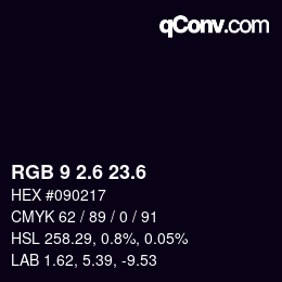 カラーコード: RGB 9 2.6 23.6 | qconv.com