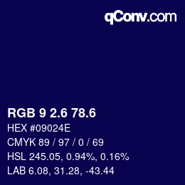カラーコード: RGB 9 2.6 78.6 | qconv.com