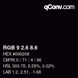 カラーコード: RGB 9 2.6 8.6 | qconv.com