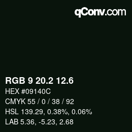 カラーコード: RGB 9 20.2 12.6 | qconv.com