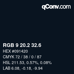 カラーコード: RGB 9 20.2 32.6 | qconv.com