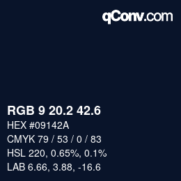 カラーコード: RGB 9 20.2 42.6 | qconv.com
