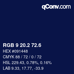カラーコード: RGB 9 20.2 72.6 | qconv.com