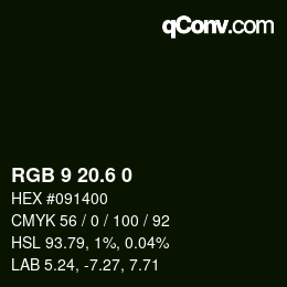 カラーコード: RGB 9 20.6 0 | qconv.com
