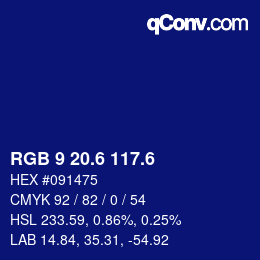 カラーコード: RGB 9 20.6 117.6 | qconv.com