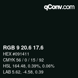 カラーコード: RGB 9 20.6 17.6 | qconv.com
