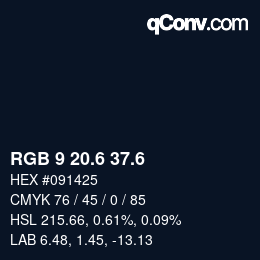 カラーコード: RGB 9 20.6 37.6 | qconv.com