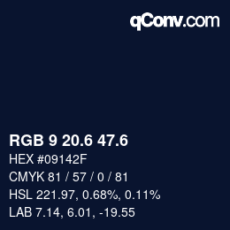 カラーコード: RGB 9 20.6 47.6 | qconv.com