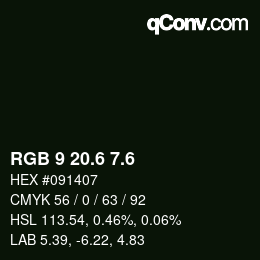 カラーコード: RGB 9 20.6 7.6 | qconv.com