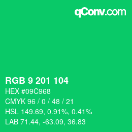 Color code: RGB 9 201 104 | qconv.com