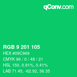 Color code: RGB 9 201 105 | qconv.com