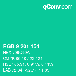 Color code: RGB 9 201 154 | qconv.com