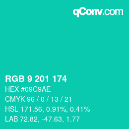 Farbcode: RGB 9 201 174 | qconv.com