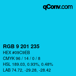 Color code: RGB 9 201 235 | qconv.com